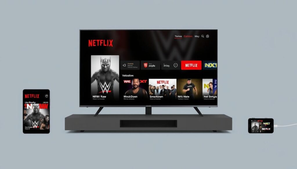Netflix interface showing how to access WWE RAW, SmackDown, NXT Netflix Live Schedule June 2025